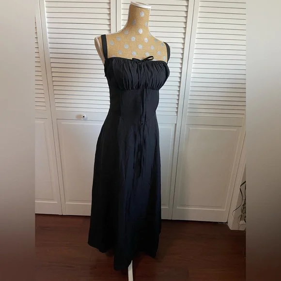 Arthea black corset lace back and tie front boning with zip XXL Dolls Kill - Picture 2 of 7